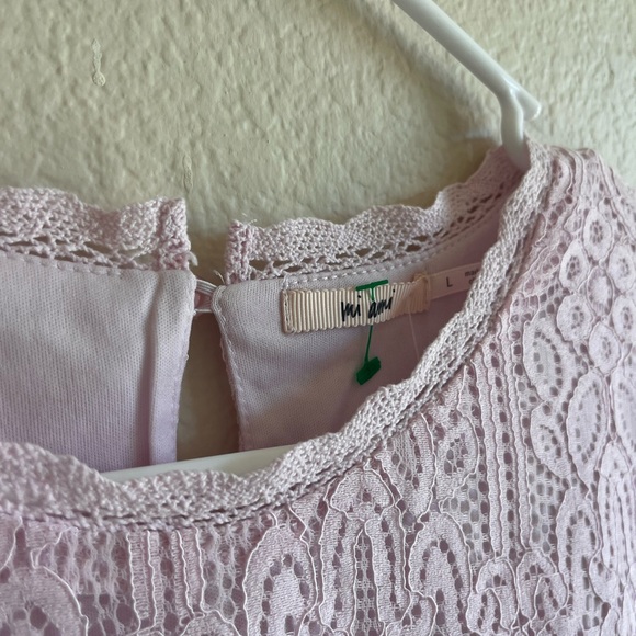 MI AMI - Francesca’s - Boutique Pink Lace Mini Dress Cap Sleeve Women’s Large - Picture 10 of 15